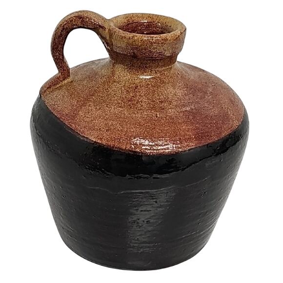 Vintage Old Sturbridge Villiage Elegant Brown Black Red Pottery Jug Three Tone - Picture 3 of 6